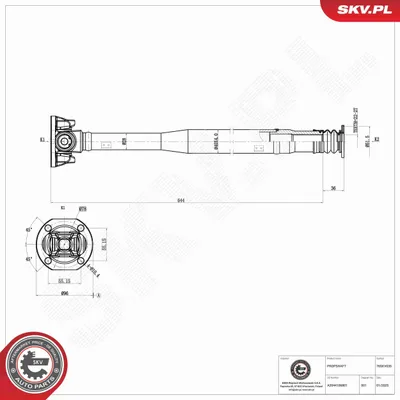 Image de ESEN SKV 76SKV035 Arbre de transmission avant compatible avec les modèles MERCEDES-BENZ Classe C Berline (W204), Classe E Berline (W212), Classe E Break (S212), GLK et CLS