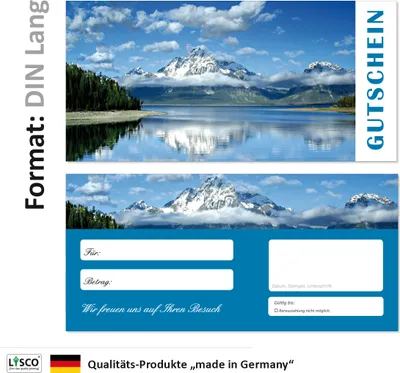 Produktbild von 20 Stück Geschenkgutscheine (Urlaub-699) Gutscheine Gutscheinkarten für Bereiche wie Reisen, Urlaub und Wellness