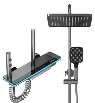Immagine prodotto di Sistema di rubinetteria per doccia, display digitale a LED, doppio comando, grigio