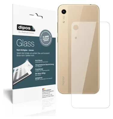 Produktbild von 2x Schutzfolie für Honor 8A Rückseite - Anti-Shock 9H Folie dipos Glass