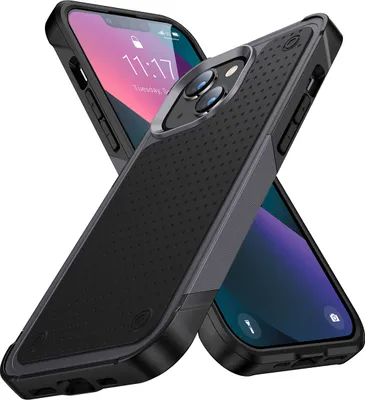 Produktbild von Für iPhone 14 /iPhone 13 Hülle Militärqualität Stoßfest Hybrid 2 in 1 Hart PC Weich TPU Handyhülle Grau Schwarz