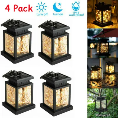 Image de 4 pièces Lanterne solaire d'extérieur Suspendue Lanterne solaire de jardin Décoration Lumière solaire
