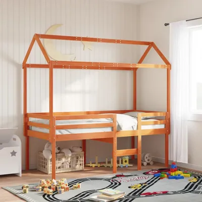 Productafbeelding van Maison Exclusive - Hemelbed voor kinderbed, warmbruin, 217x95,5x159 cm, massief grenenhout