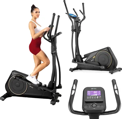 Obrázek produktu pro Gymtek® Magnetický crossový trenažér pro domácnost, eliptický trenažér, eliptický trenažér - 12 programů, 11 kg setrvačník, 16 úrovní odporu - skládací