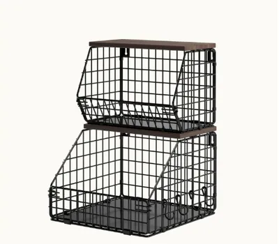Produktbild von Obstkorb 2 Etagere Wandkorb Obstschale Obst Gemüse Aufbewahrung Küchenorganizer Badezimmer mit 6 Haken