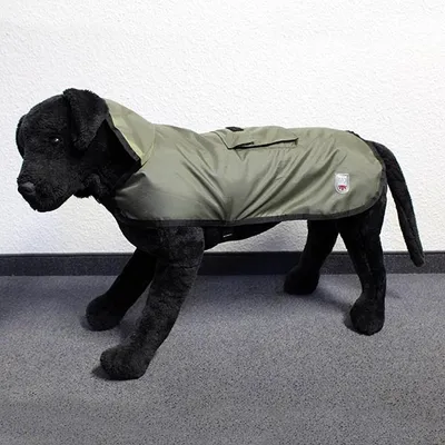 Produktbild von Hundemantel Eisbär · Regenmantel · Rain Coat Pocket Olive Rückenlänge ca. 40cm
