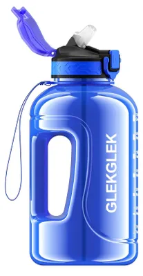 Imagen del producto de Botella de agua con pajita, 2 litros, libre de BPA, ideal para deportes y actividades al aire libre
