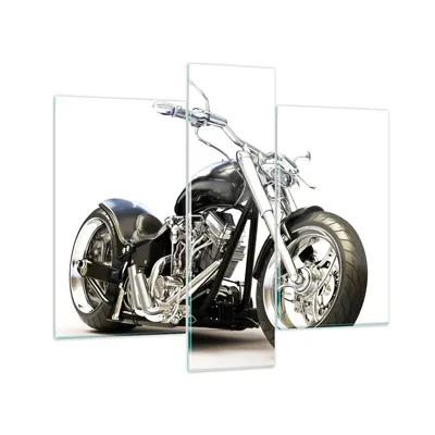Produktbild von Bilder auf glas - Motorrad Motor Geschwindigkeit Chrom - 95x80cm - Glasbilder - Wandbilder - Kunstdruck - Wanddekoration aus Glas - Glas Bilder - Wandbild auf Glas - GCB95x80-2427