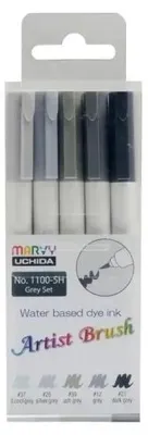 Image de Feutres Artist Brush Grey, 5 couleurs - Marvy