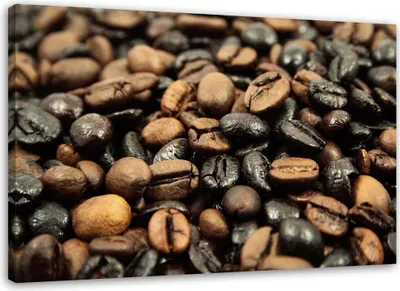 Produktbild von Leinwandbild schwarze und braune kaffeebohnen 120x80 cm Feeby braun wandbild bereit zum aufhängen