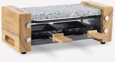 Immagine prodotto di Raclette H.Koenig WOD2, fino a 2 persone, piastra in pietra naturale, 350 W, design in legno