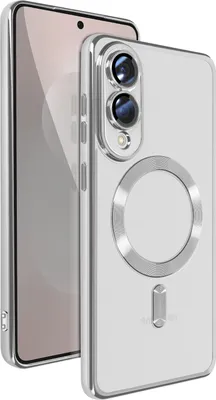 Produktbild von Avizar, MagSafe-Hülle für Samsung Galaxy S25 Edge Silikon mit Chromrahmen, Silber