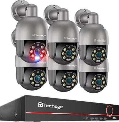 Produktbild von Sicherheitskamerasystem, 8MP Auflösung, Zwei-Wege-Audio, 8CH NVR 6 Stück Kamera 5MP, Keine, EU-Stecker
