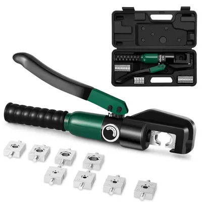 Image de Pince à sertir hydraulique pour cosses de câble, de 6 à 70 mm², avec 8 matrices (4-70 mm²)