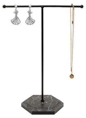 Produktbild von Schmuckständer Schmuckhalter Schmuckorganizer - Verzinktes Metall - 26 cm - Schwarz - Für Halskette, Armband und Ohrringe