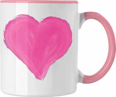 Produktbild von Trendation - Herz Tasse Valentinstag Kaffeetasse Geschenk für Sie Ihn Liebe Grafik Paare Freund Freundin (Rosa)