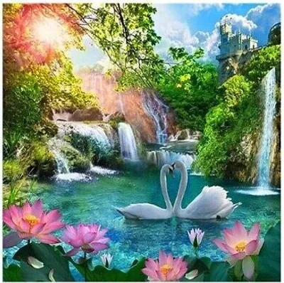 Produktbild von 40x30 Diamanten Malerei Zum Selbermachen DIY Diamond Painting Schwäne