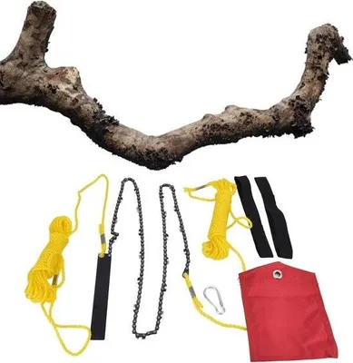 Produktbild von Hochreichende Baumsäge mit Seil – 48 Zoll – 63 Zähne – Manganstahl – Klappbare Taschenkettensäge
