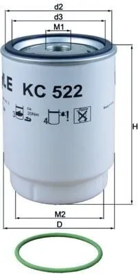 Produktbild von Kraftstofffilter MAHLE KC 522D für MAN TGX II Anschraubfilter