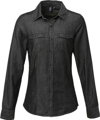 Produktbild von Premier - Hemd Jeans Style Naht für Damen LT3292 (3XL) (Jeans-Schwarz)