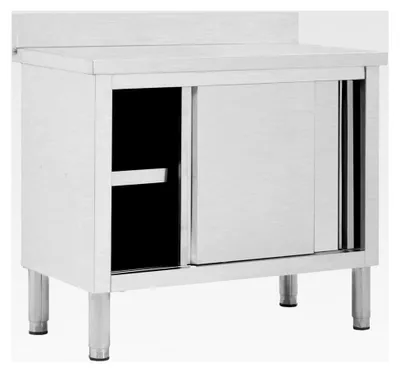 Produktbild von Arbeitsschrank mit Schiebetüren 100x50x(95-97) cm aus Edelstahl