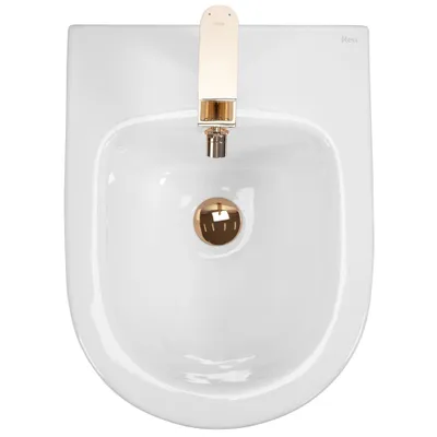 Produktbild von Hängendes Toilettenbecken REA CARLO Mini Rimless - weiß-gold