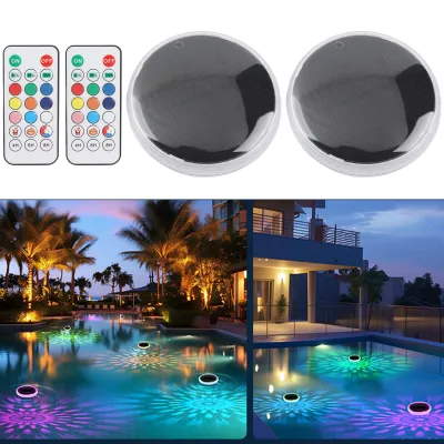 Produktbild von 2X Schwimmende Poolleuchten 16 Modi Farbwechsel, Pool Lichter Schwimmend Solar RGB Lichteffekten, IPX7 Wasserdicht, Fernbedienung, Teiche Pools Garten