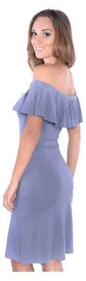 Produktbild von Damen Sommerkleid Off-Shoulder Trägerlos; Grau 2XL/3XL