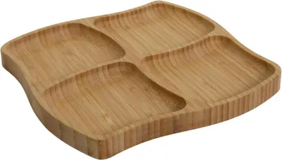 Immagine prodotto di Piatto da tapas no brand in bambù, 4 scomparti, 20 x 20 x 1,5 cm,100 % | 4 pezzi