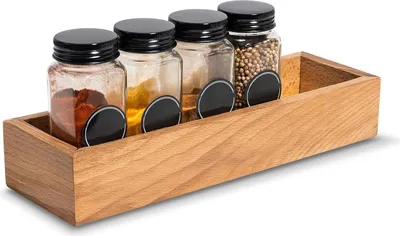 Zdjęcie produktu dla Creative Deco Drewniane Pudełko do Przechowywania | 28 x 9 x 5 cm | Skrzynka do Organizacji | Drewno Bukowe | Tacka na Drobiazgi, Przyprawy