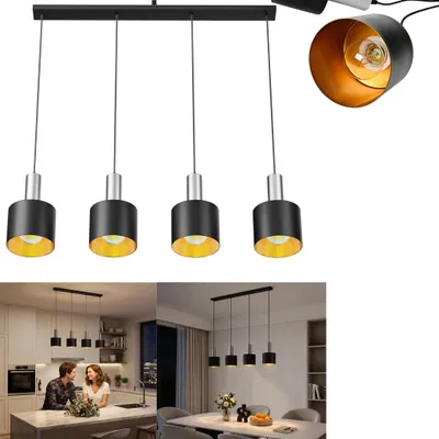 Produktbild von XINZI Pendelleuchte 4-Flammig Modern Hängelampe Industriedesign E27 Leuchtmittel 24W Warmweiß Höhenverstellbar für Esszimmer Wohnzimmer Küche