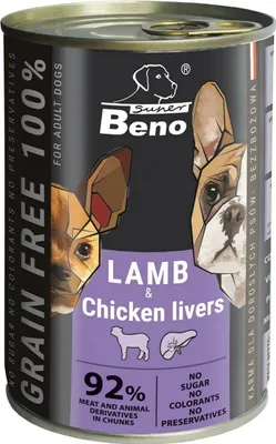 Productafbeelding van SUPER BENO Lam met kippenlever - natvoer voor honden - 415g