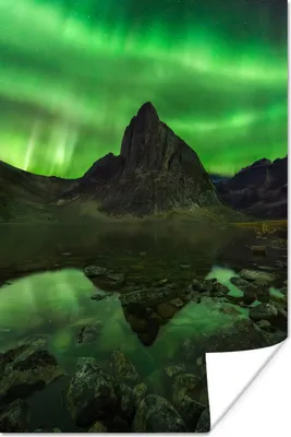 Produktbild von MuchoWow® Poster Nordlichter - Berge - Eis 60x90 cm - Wanddekoration