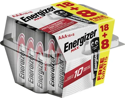 Produktbild von Energizer Max Alkaline Batterie Micro AAA 1,5 V, 18 + 8er Pack