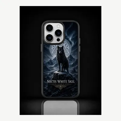 Productafbeelding van iPhone 15 Pro hoesje, telefoonhoesje, beschermhoesje, case met wit zegelmotief – LUNØIR ©