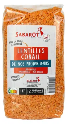 Produktbild von Sabarot Rote Linsen 1000 g – Proteinreiche Linsen für Suppen, Salate & Eintöpfe