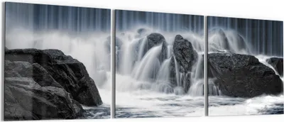 Produktbild von DEQORI Glasbild Echtglas 3x50x50 cm 'Fließende Stille' Wandbilder XXL groß
