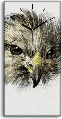 Produktbild von Wanduhr Bürouhr Leinwand Bild 30x60 Gemälde Zeichnung Tier Vogel Kunst - schwarze Hände