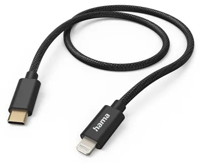 Obrázek produktu pro Hama Fabric, 1,5 m, Lightning, USB C, Samec, Samec, Černá