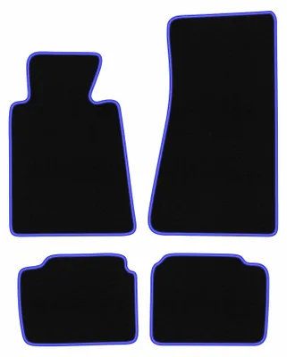 Produktbild von Fußmatten Automatten Velours Schwarz/Blau für BMW 5 E34 1988-1994 Set 4-tlg