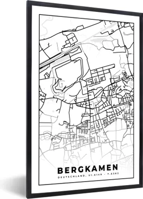 Produktbild von MuchoWow® Gerahmtes Poster Karte - Berg Champlain - Karte - Stadtplan 20x30 cm - Poster mit Schwarzem Bilderrahmen Wandposter Rahmen Foto Bilder - Drucken - Bilder Poster im Rahmen