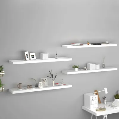 Obrázek produktu pro The Living Store Závěsné police 4 ks. Bílé 120x23,5x3,8 cm MDF