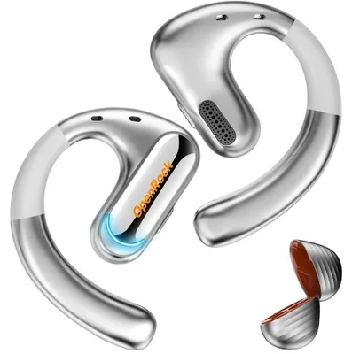 Image de Écouteurs Open-Ear OneOdio OpenRock Pro, TWS, Bluetooth 5.2, IPX5, Argent