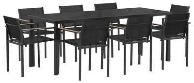 Obrázok produktu pre Záhradný nábytok 9 pcs Čierna a antracit Textilén