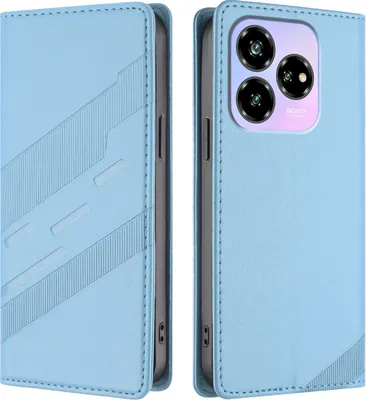 Image de Étui pour ZTE Blade V60 Design, étui portefeuille en cuirPolyuréthaneavec fente pour cartes et fonction stand Hellblau