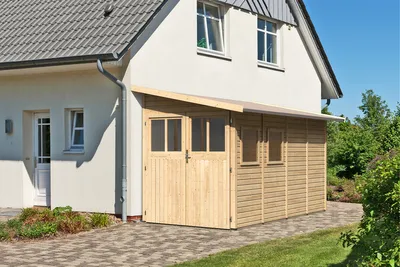 Produktbild von Karibu Gartenhaus Gerätehaus Wandlitz 4 naturbelassen 181x355x230 cm