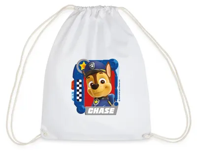 Produktbild von Spreadshirt Paw Patrol Chase Charakterdesign Turnbeutel, One size, Weiß