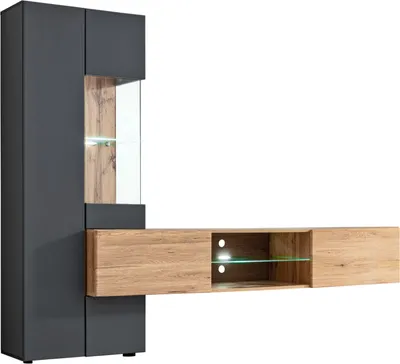 Immagine prodotto di Parete soggiorno BESSY - antracite / rovere wotan