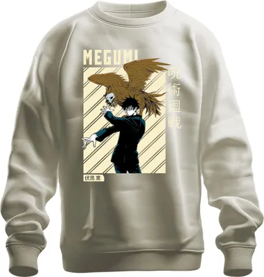 Produktbild von MEGUMI Jujutsu Kaisen 呪術廻戦 Fushiguro Shikigami Anime Ästhetik Uni Sweatshirt Pullover, Natur, XL