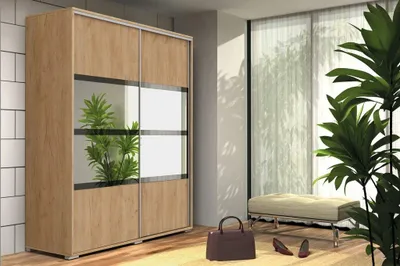 Produktbild von Geräumiger Kleiderschrank mit Spiegel 100/215 CELESTINO 2 – Eiche Craft Gold